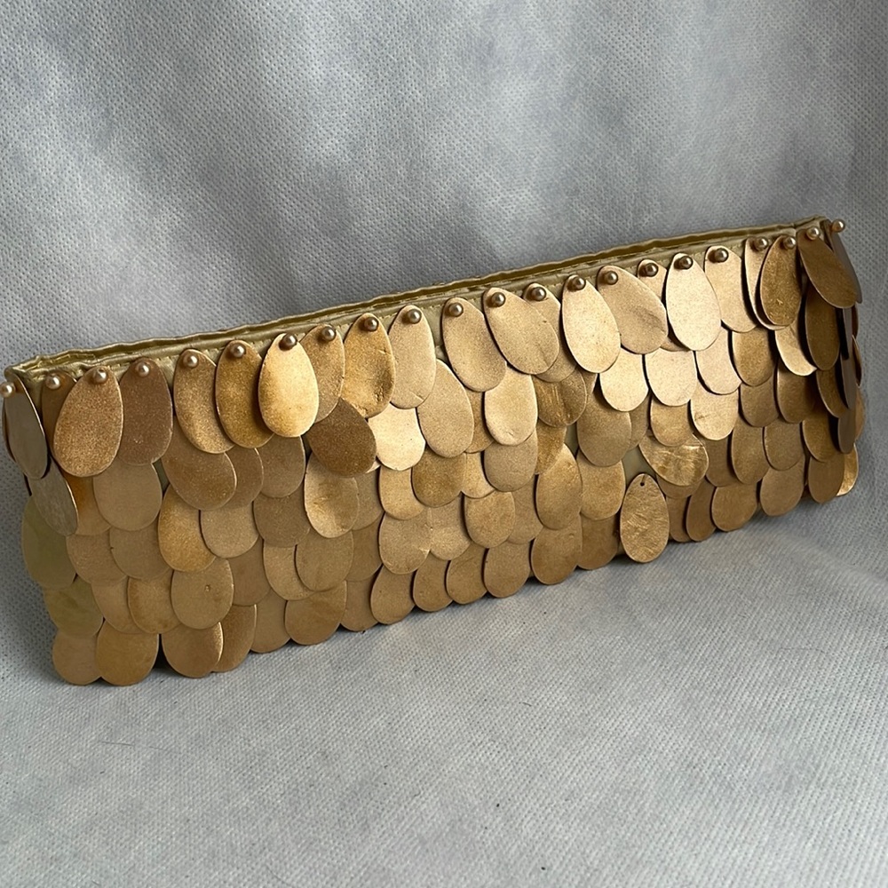 Gold real capiz pearl handcrafted clutch bag